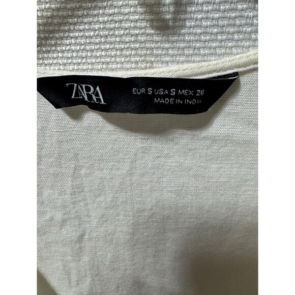 Zara BOHO Top Size S Off White Lace Inserts - Picture 5 of 10